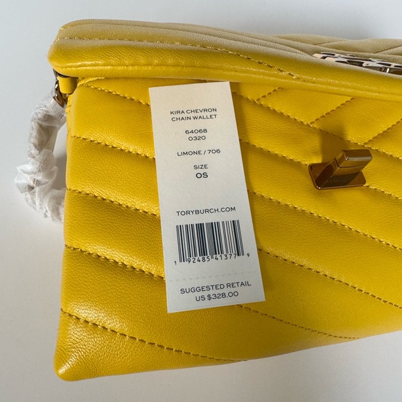 Tory Burch Yellow Kira Chevron Chain Wallet - Picture 2 of 8